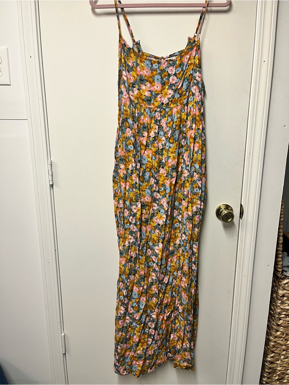 easel Floral Maxi Dress in Green, Pink & Mustard
